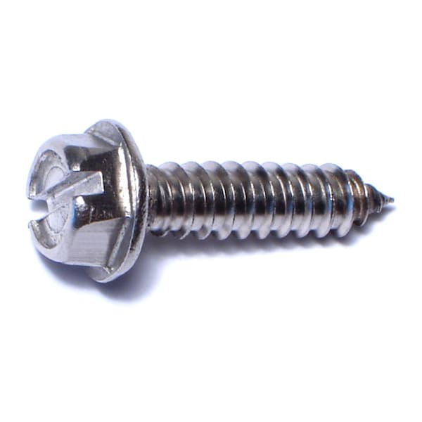 Midwest Fastener Sheet Metal Screw, #14 x 1 in, 18-8 Stainless Steel Flange Hex Head Slotted Drive, 50 PK 53621 - main